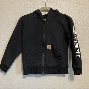 Carhartt Boys Sweatshirt Hoodie Jacket Full Zip Black 6 Kids